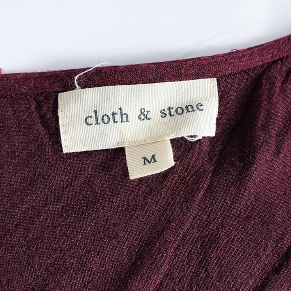 CLOTH & STONE Burgundy Cold Shoulder Top M - Picture 3 of 7
